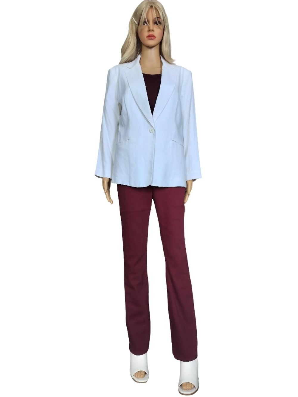 Sam And Jess White Single-Button Women’s Blazer - Clean Tailored Fit Size M NWT